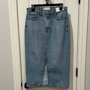Abercrombie & Fitch Blue Denim Midi Skirt